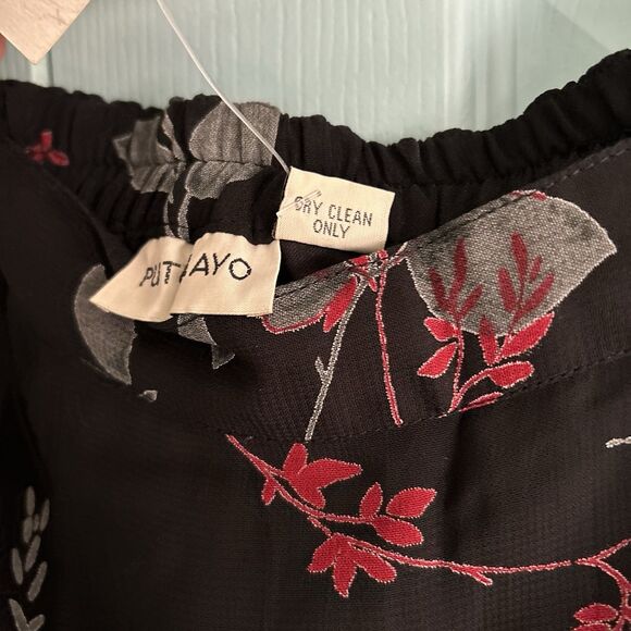 Putumayo Maxi Skirt Medium Dark Romantic Black Leaves Elastic Waist Grunge Fairy - Picture 7 of 13